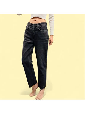Rails Melrose Black High Rise Straight Crop Jeans 26 Cotton Relaxed Grunge Goth